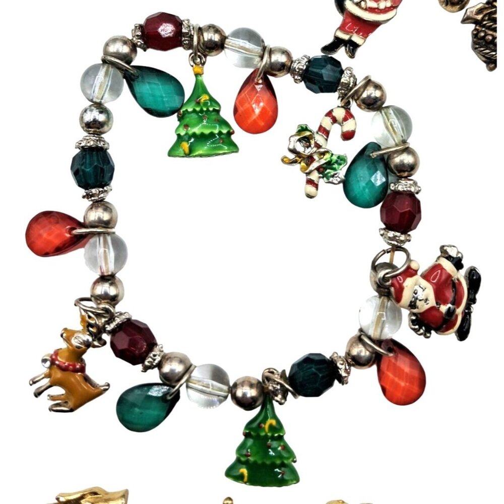 Christmas Bracelet Lot of 4 Slide Charm Avon Vintage to Now Costume Jewelry - Picture 3 of 14
